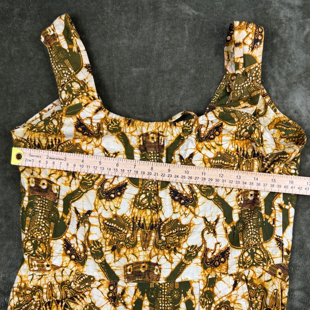 Sleeveless Mini Dress in Olive & Gold Print - Picture 7 of 9